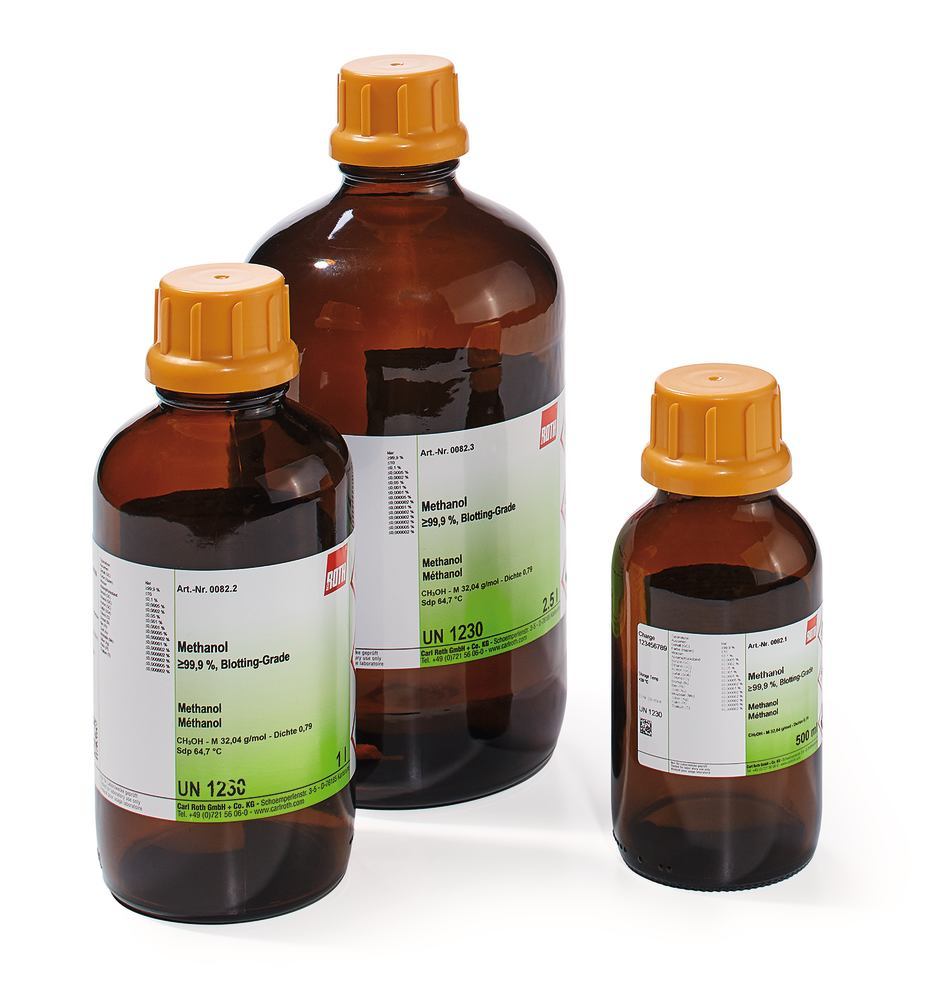 Methanol, min. 99,9 %, Blotting-Grade, 500 ml, glass - Luminix Health