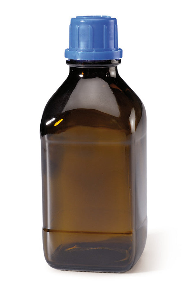 Rotilabo®-narrow neck bottles f. chemic., brown glass, square, thread 32, 500 ml - Luminix Health