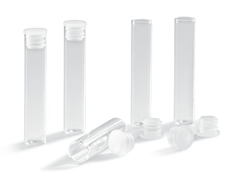 Sample vials, soda-lime-glass, flat bottom, with PE-stopper, 2.5 ml, 496 unit(s) - Luminix Health