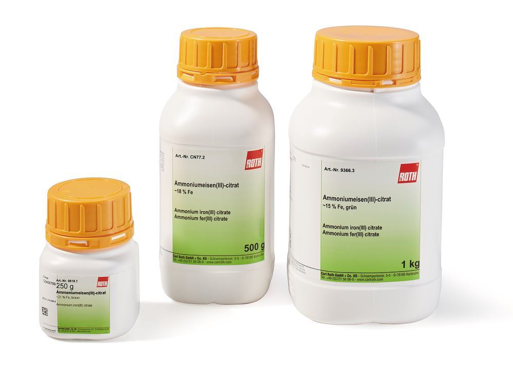 Ammonium iron(III) citrate, 21 % Fe, brown, 250 g, plastic - Luminix Health