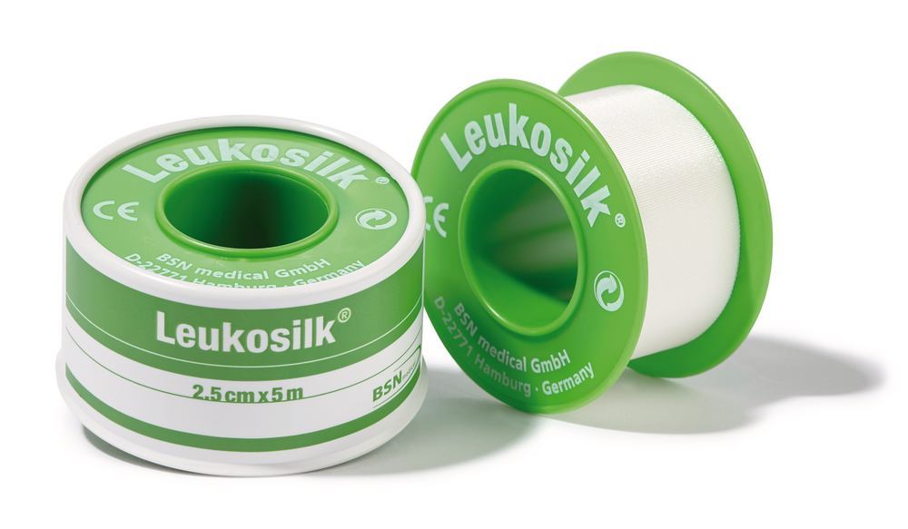 Leukosilk®-adhesive plasters, white acetate silk, 5 m roll, W 2.5 cm, 3 roll(s) - Luminix Health
