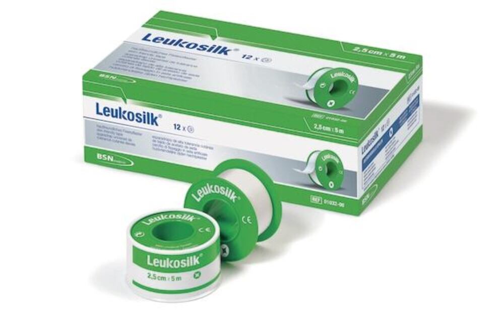 Leukosilk® adhesive plaster, white acetate silk, 5 m × 2,5 cm, 12 rolls