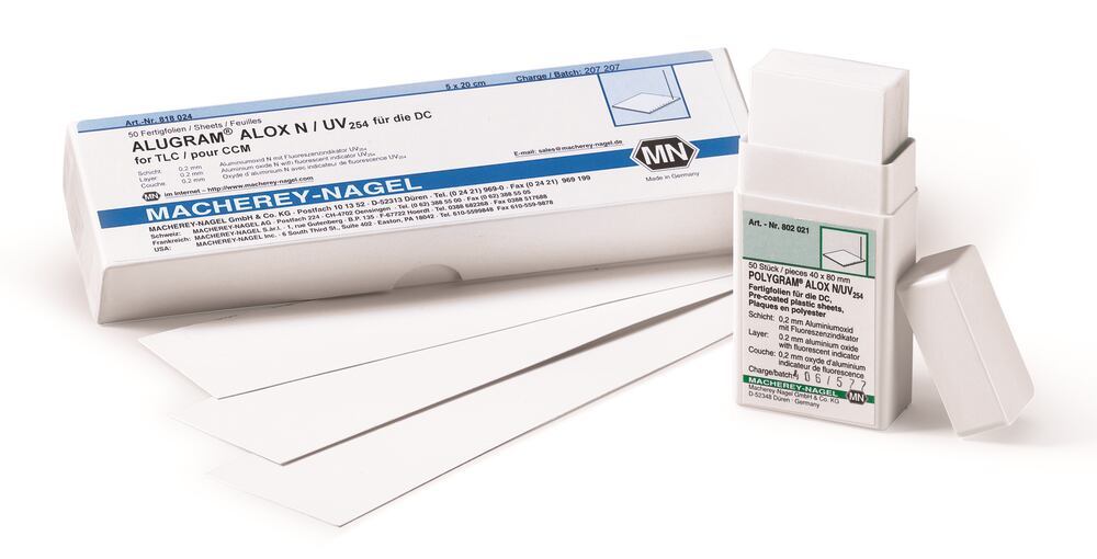 TLC-r.-to-u. f. ALUGRAM® ALOX N / UV254, 5x20 cm, aluminium foil, 0.2 mm - Luminix Health