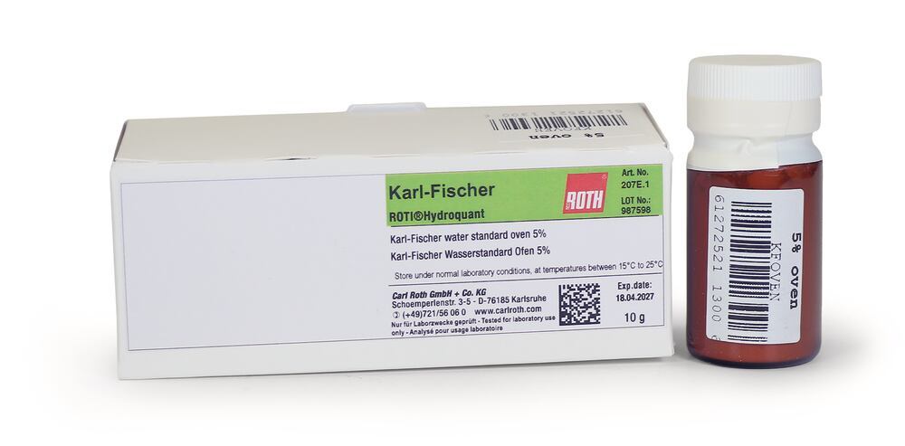 Karl Fischer ROTI®Hydroquant, water standard oven, solid, 5% H2O, 10 g, glass - Luminix Health