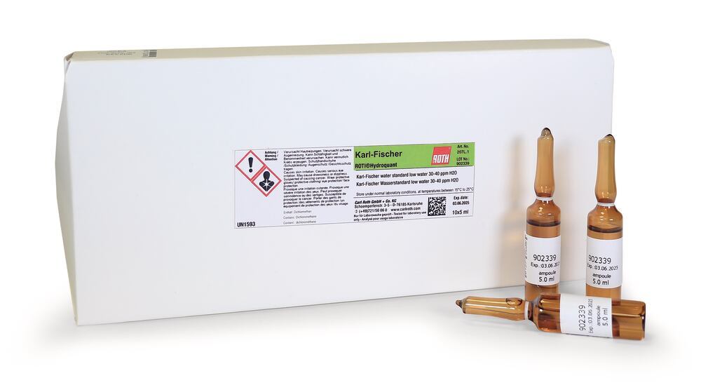 Karl Fischer ROTI®Hydroquant, water standard low water 30-40ppm H2O, 10 unit(s) - Luminix Health