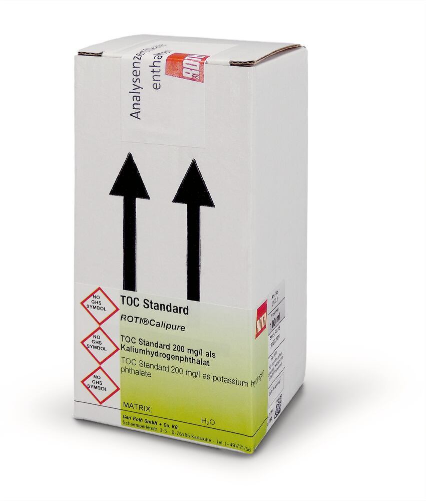 TOC Standard, 100 ml, 50 mg/l as potassium hydrogen phthalate, glass - Luminix Health