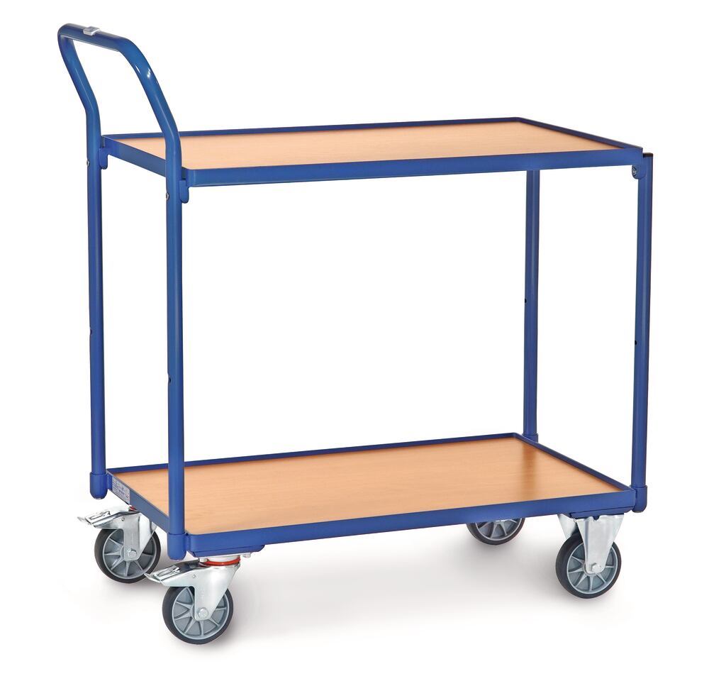Shelf trolley, wood, 2 shelves, 850 x 500 mm, 1 unit(s) - Luminix Health