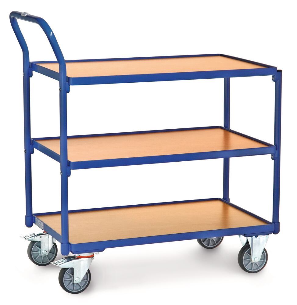 Shelf trolley, wood, 3 shelves, 850 x 500 mm, 1 unit(s) - Luminix Health