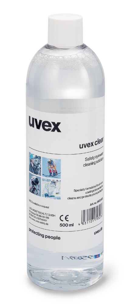Cleaning fluid 0.5 l refill bottle , For UVEX 9970005 eyewear cleaning station - Luminix Health