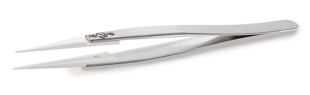 ROTILABO® ceramic tweezers, W. stain st hand, straight, point 0.7mm, 1 unit(s) - Luminix Health