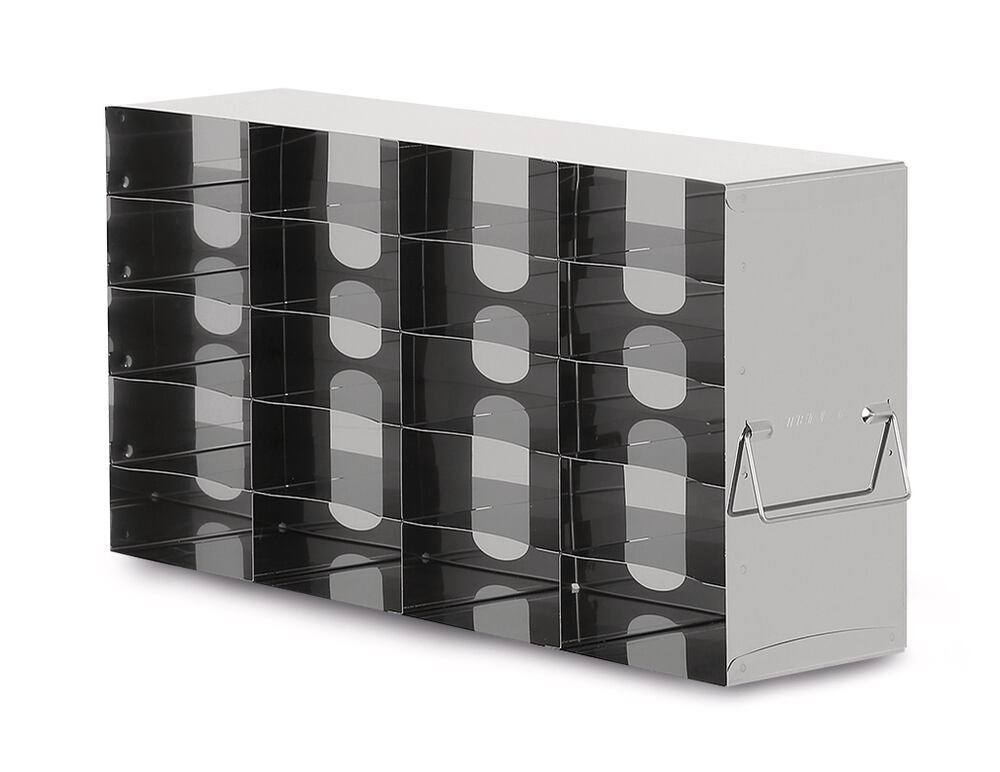 Wide stainless steel cryogenic rack, 4x4, for a box height of 50 mm, 1 unit(s) - Luminix Health