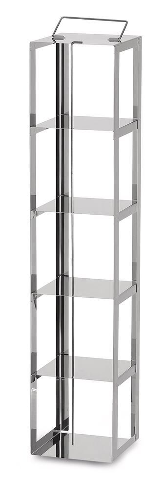 Tall stainless steel cryogenic rack, 1x5, for a box height of 130 mm, 1 unit(s) - Luminix Health