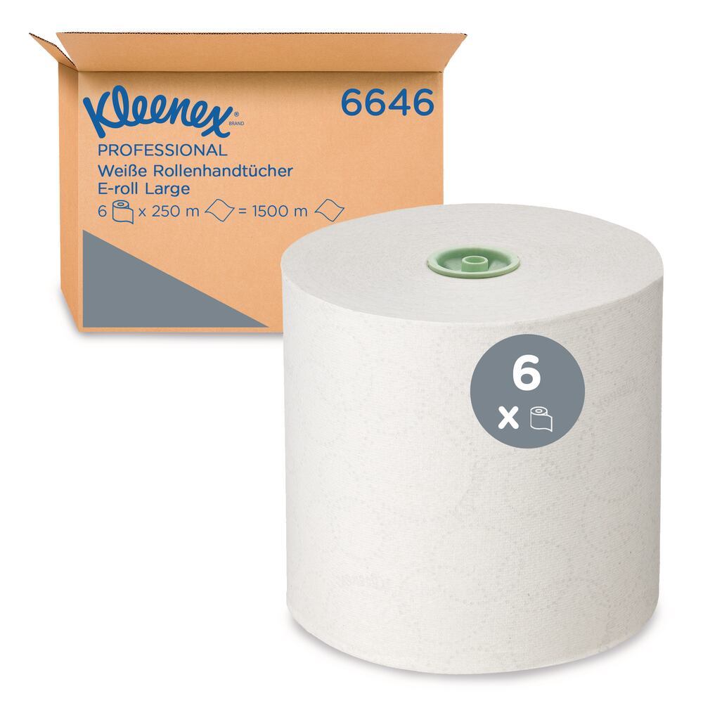 Kleenex 6646 roller towel, Airflex paper, 1-ply, 19.1 cm x 250 m, 6 roll(s) - Luminix Health