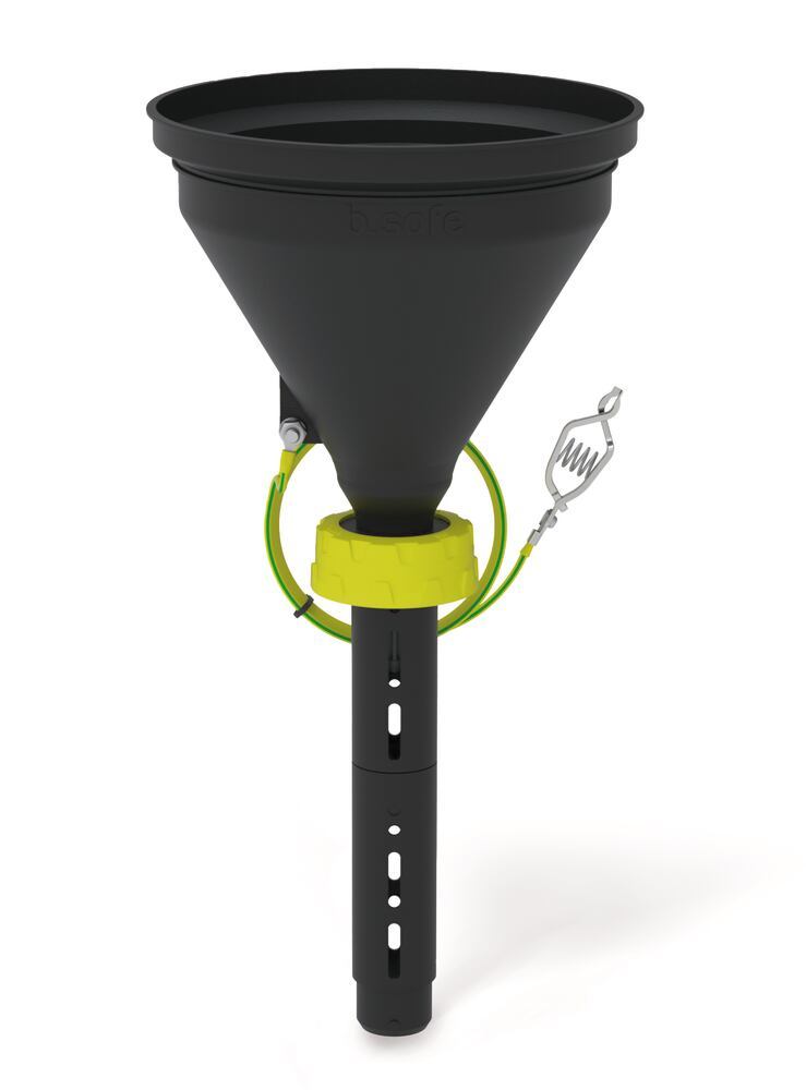 b.safe 180 PE-EX safety funnels, S 51 w. sieve, splash prot., ball valve - Luminix Health