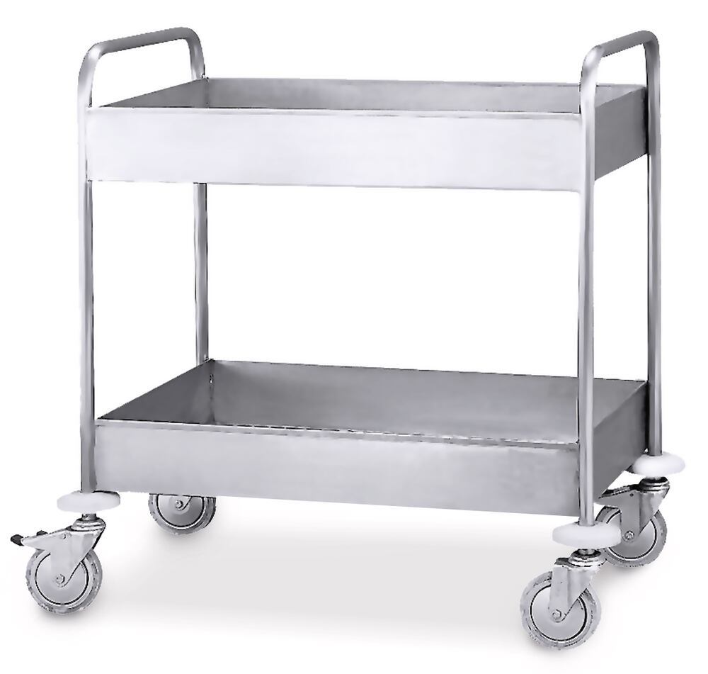 Shelf trolley with tray shelves, Stainless steel, 800 x 550 x 920 mm, 1 unit(s) - Luminix Health