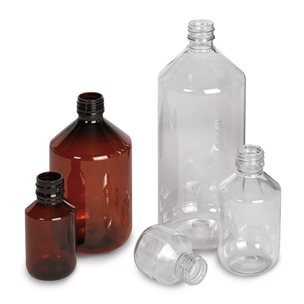 Transparent narrow mouth bottles, PET, 1000 ml, 5 unit(s) - Luminix Health