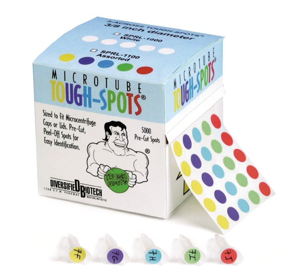 Labels on a roll, 5000 pce., Assort col, Ø 9.5 mm, for 0.5 ml vessels, 1 roll(s) - Luminix Health