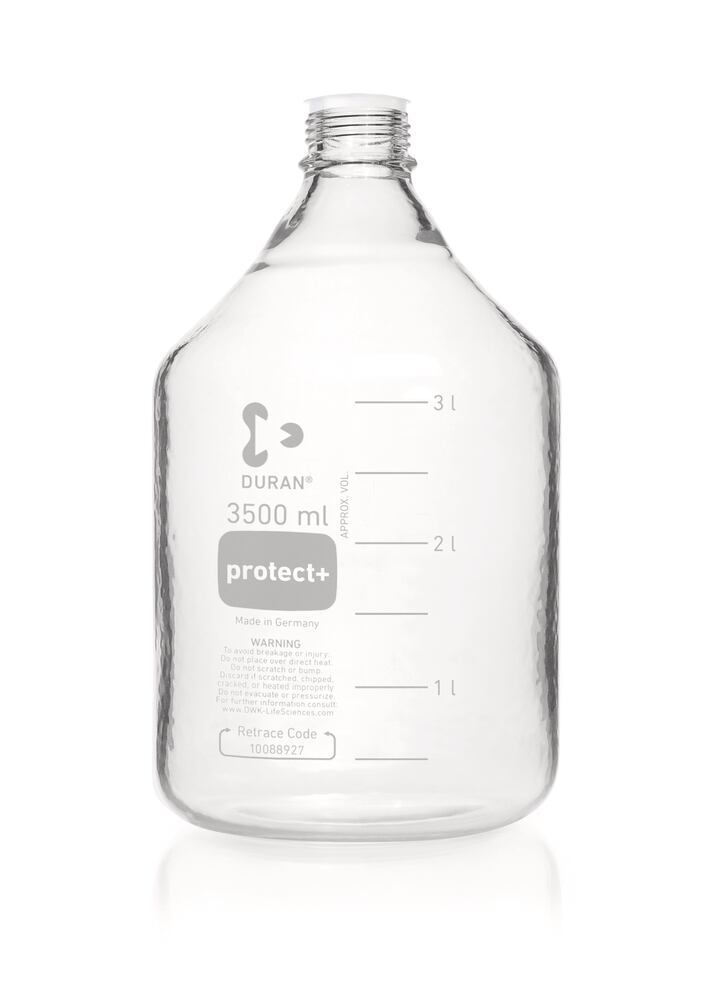 DURAN® protect+ screw top bottle, with dust cap, clear glass, 3500 ml, 1 unit(s) - Luminix Health