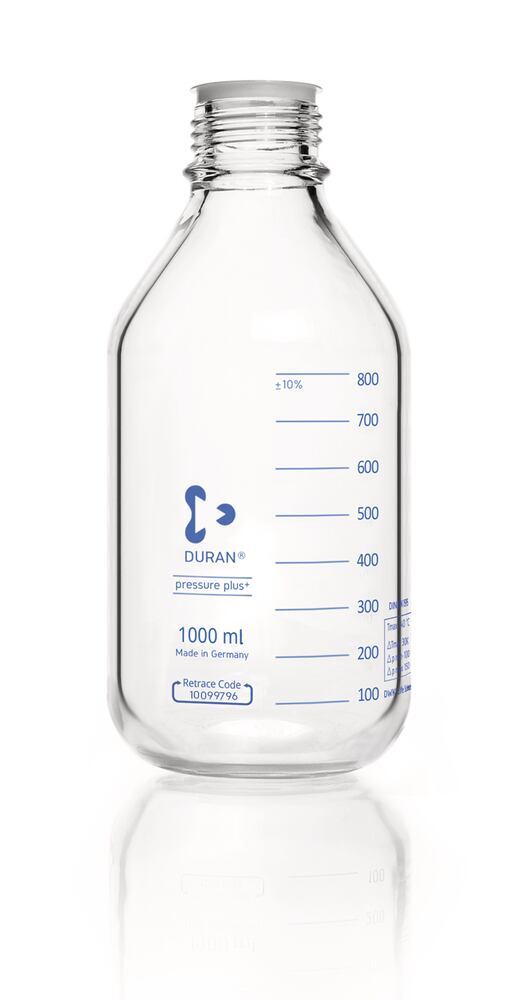 DURAN® pressure+protect+ scr. top bottle, with dust cap, 1000 ml, clear glass - Luminix Health