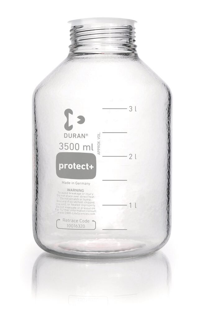 DURAN® protect+ wide mouth bottle, Clear glass, 3500 ml, GLS 80 thread - Luminix Health