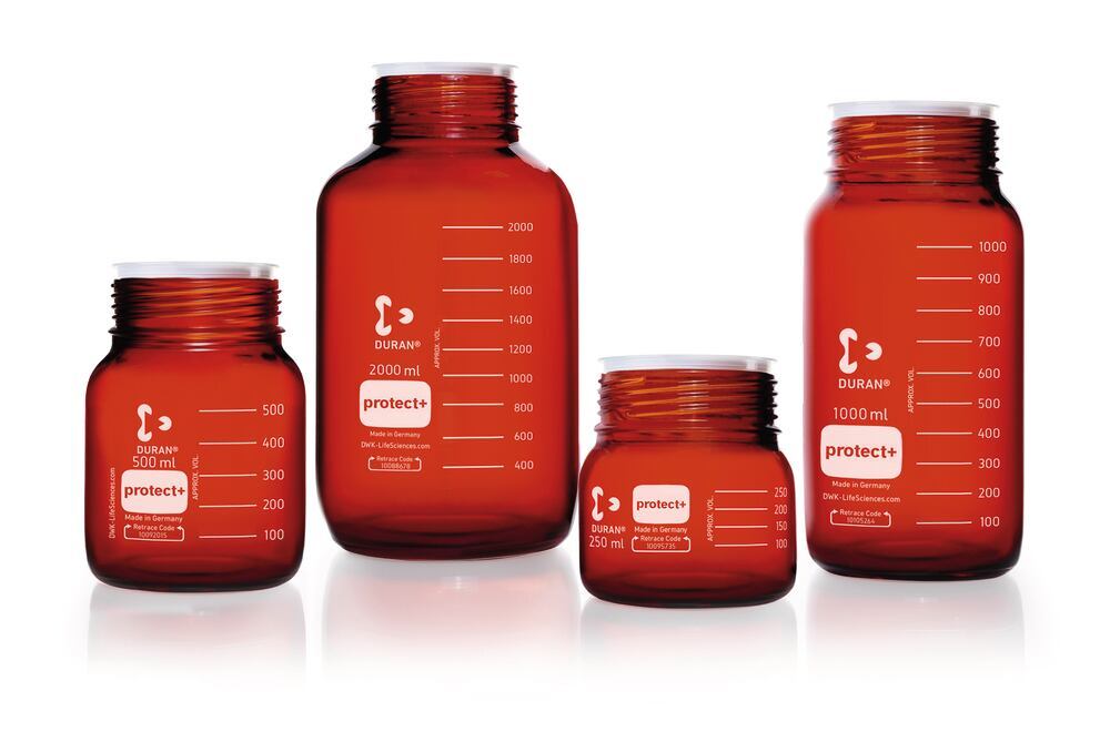 DURAN® protect+ wide mouth bottle, Brown glass, 5000 ml, GLS 80 thread - Luminix Health