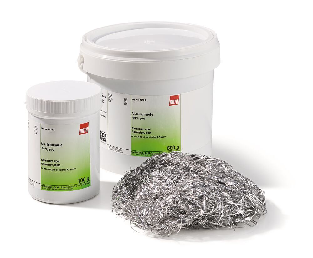 Aluminium wool, approx. 99 %, coarse, 100 g, plastic - Luminix Health