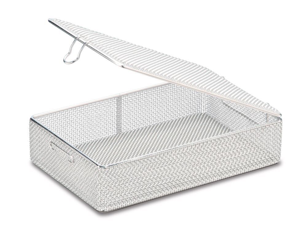 Sterilisation basket with attached, Lid, 310 x 210 x 40 mm, 1 unit(s) - Luminix Health