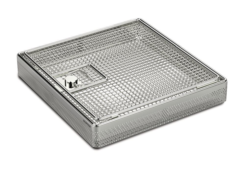 Sterilisation basket w perf plate wall, Stainless steel, 250 x 240 x 40 mm - Luminix Health