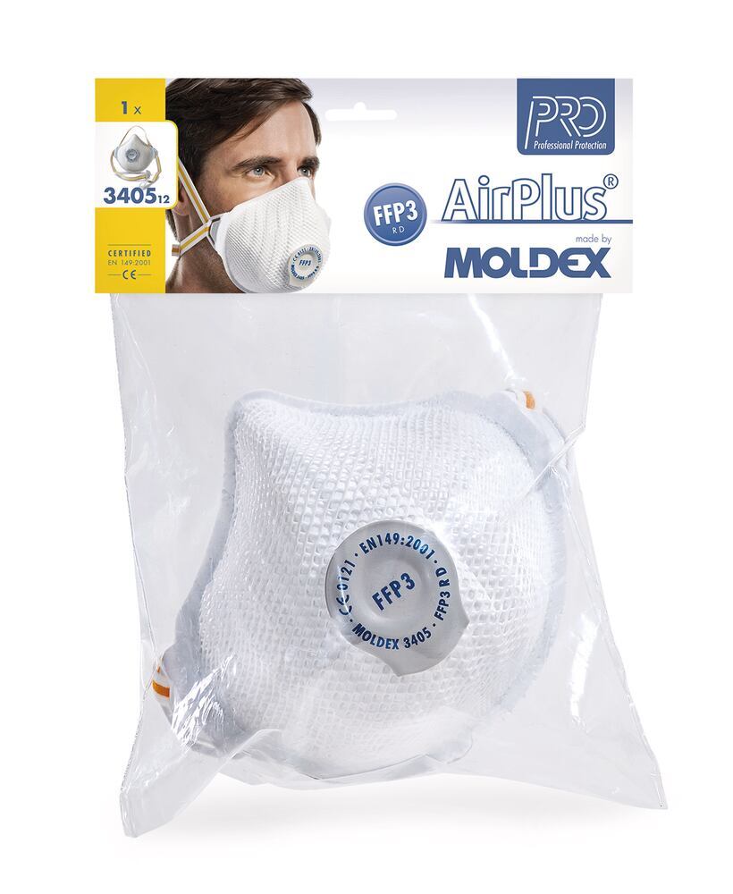 Air Plus 3405 fine dust masks, FFP3 R D with Klimaventil, blister pack - Luminix Health