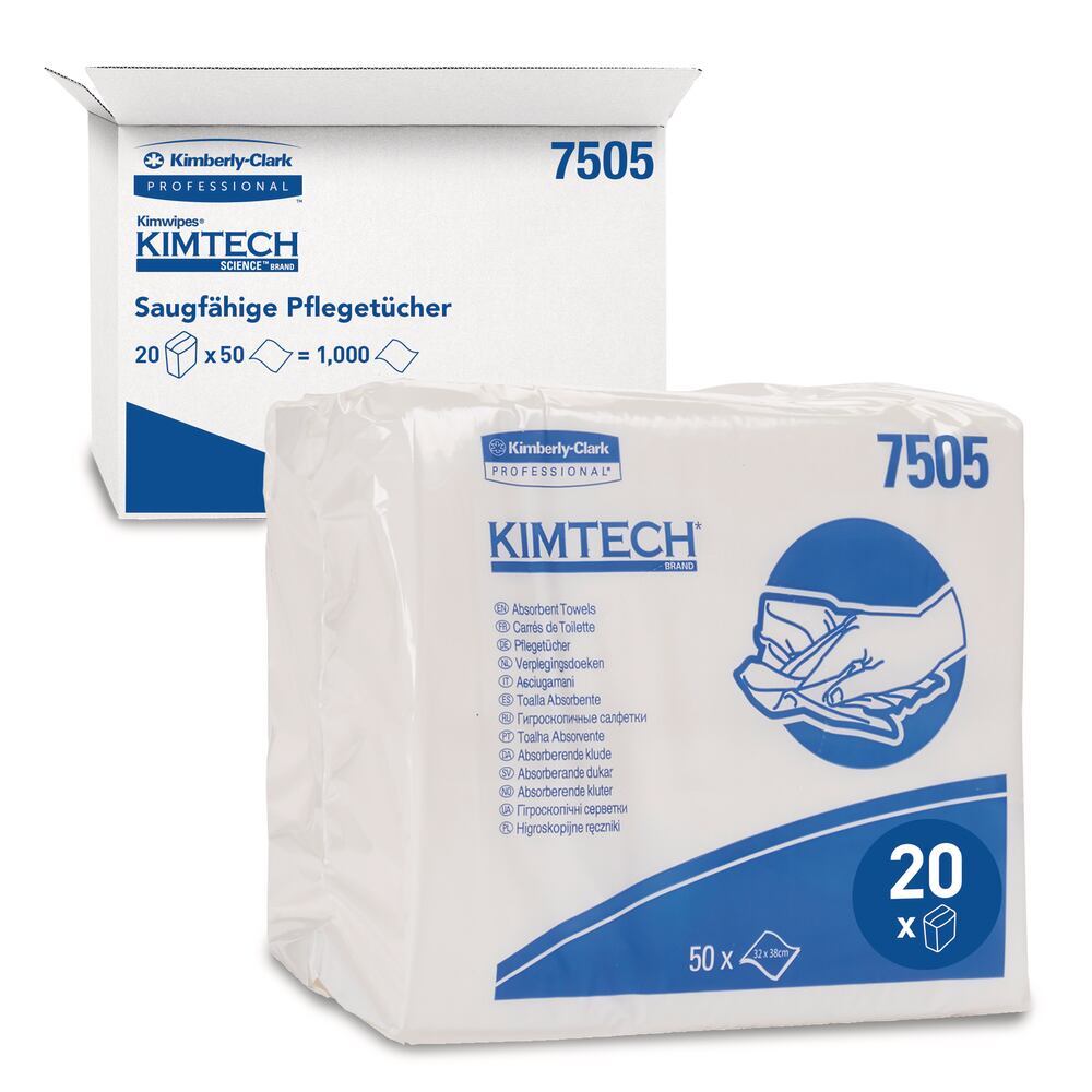 Kimtech® absorbent towels 7505, White, 32 x 38 cm, 20 x 50 pieces/bag - Luminix Health