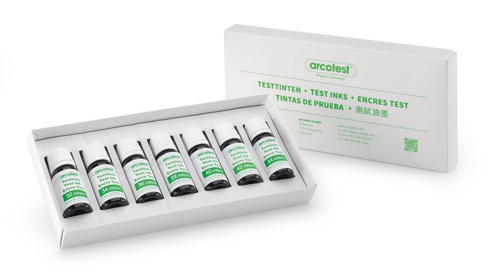 Test ink ORGANIC, coloured green, arcotest® 32, 34, 36, 38, 40, 42, 44 mN/m - Luminix Health