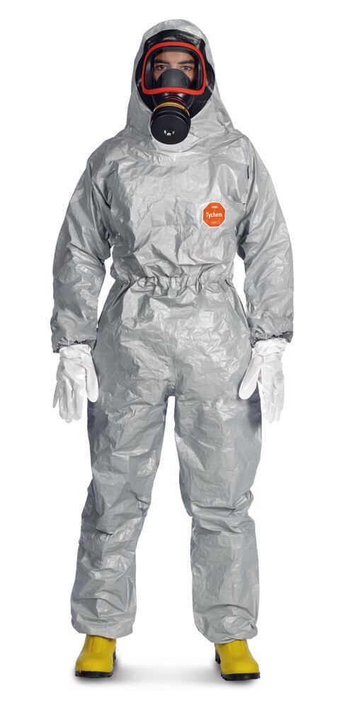 TYCHEM® 6000 F FaceSeal overalls, Hood with rubber cuff, grey, size XL - Luminix Health