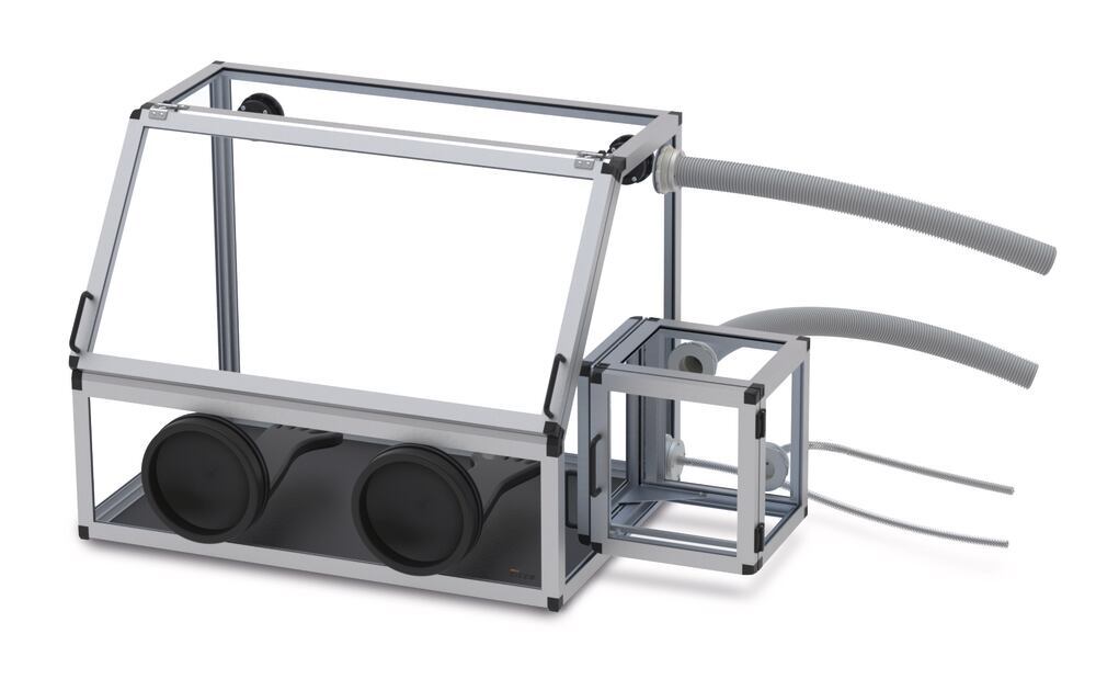 SICCO glove box with airlock, antistatic, PC-ESD, 1210 x 600 x 700 cm, 1 unit(s) - Luminix Health