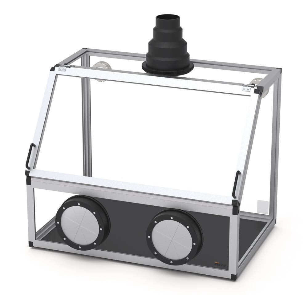 SICCO glove box without airlock, for extraction, PMMA, 890 x 600 x 700 mm - Luminix Health