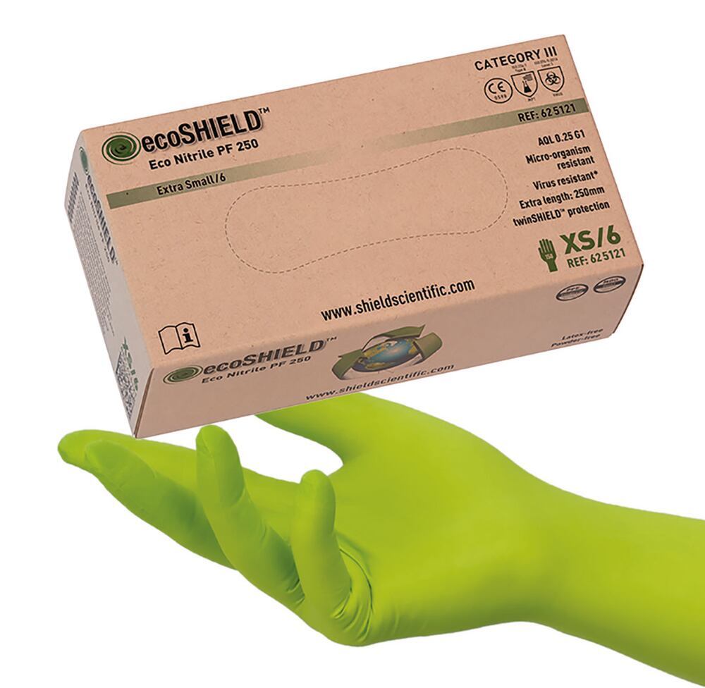 ecoSHIELD disposable gloves, eco nitrile PF 250, size 6/XS, 150 unit(s) - Luminix Health