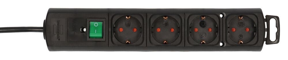 Comfort Line Plus socket outlet, 4-way, black, 1 unit(s) - Luminix Health