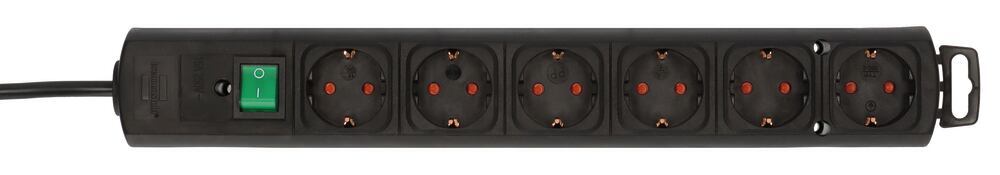 Comfort Line Plus socket outlet, 6-way, black, 1 unit(s) - Luminix Health