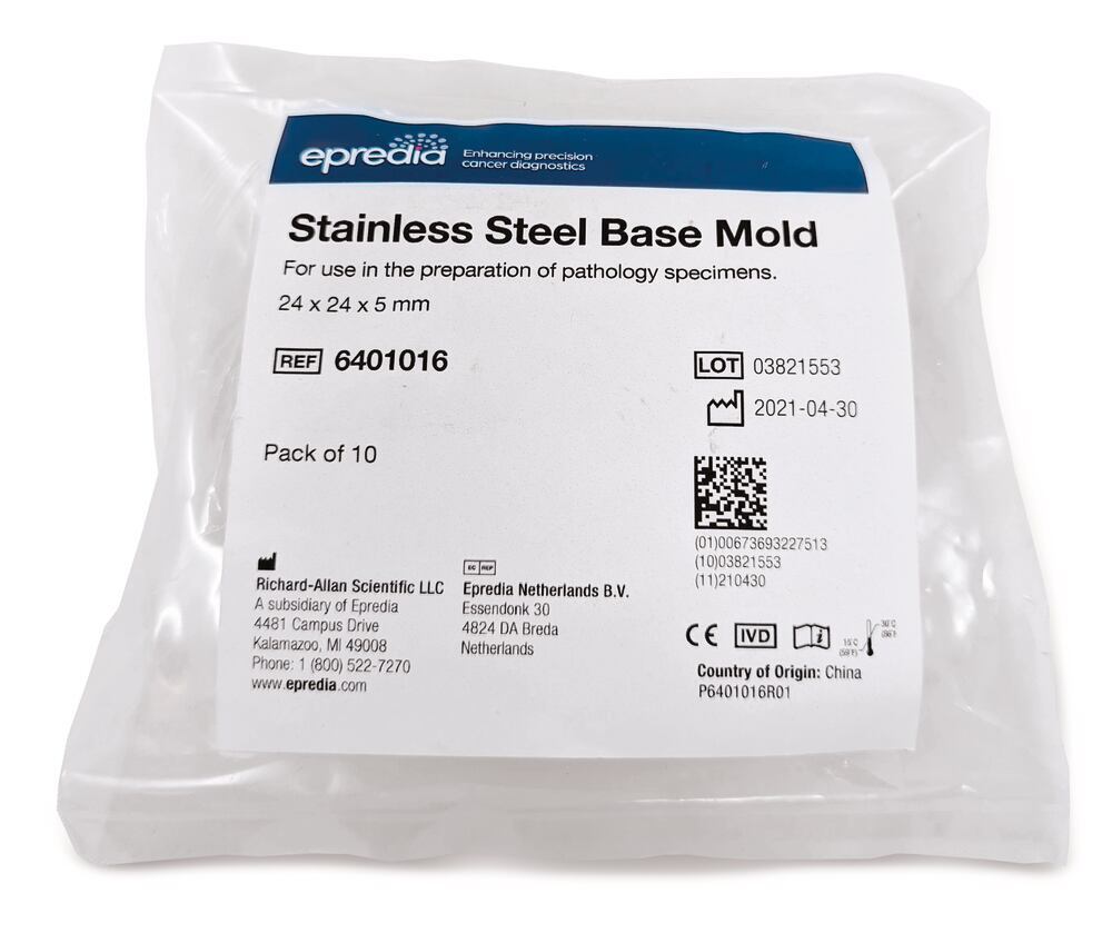 Metal embedding moulds, 24 x 24 x 5 mm, 10 unit(s) - Luminix Health