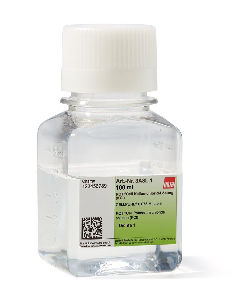Potassium chloride solution (KCl),, 0.075 M, CELLPURE, sterile, 100 ml, plastic - Luminix Health