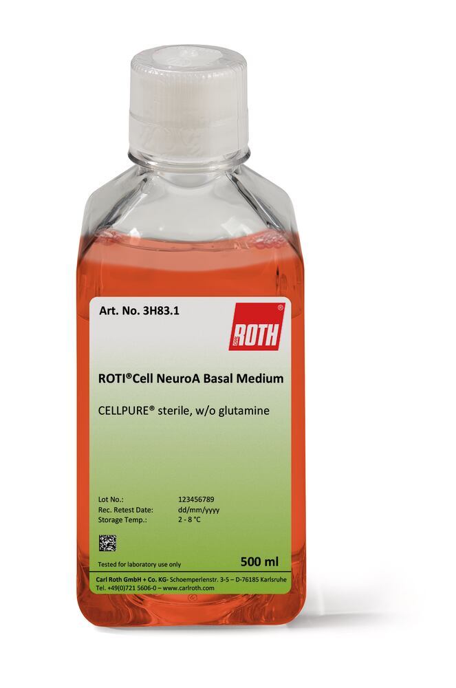 ROTI®Cell NeuroA Basal Medium, CELLPURE, sterile, w/o glutamine, 500 ml, plastic - Luminix Health