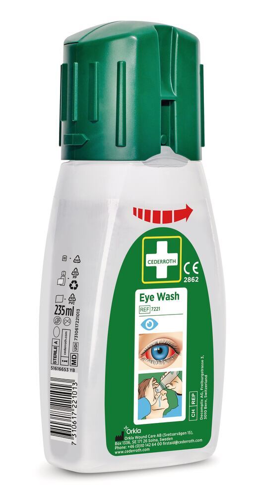 CEDERROTH Eye Wash eye wash bottle, Pocket, sterile eye wash, 235 ml, 1 unit(s) - Luminix Health
