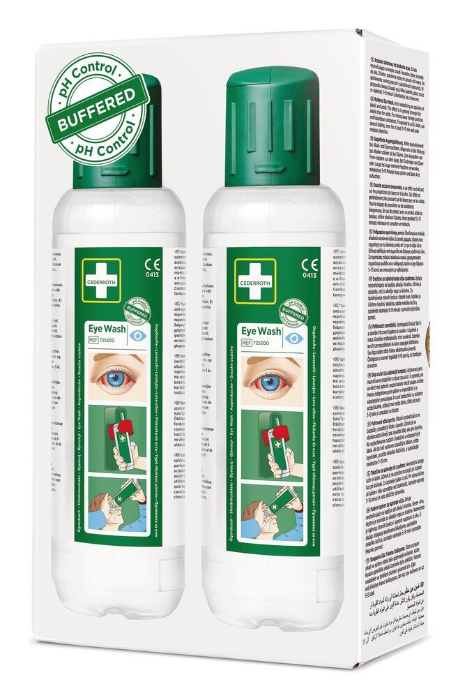 Eye wash bottle CEDERROTH Eye Wash, sterile eye wash, 500 ml, 2 unit(s) - Luminix Health