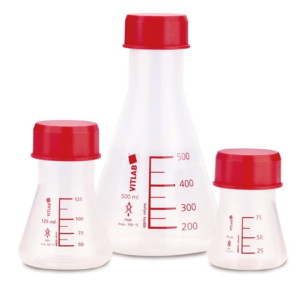 Erlenmeyer flask with screw cap, PMP, 75 ml, 6 unit(s) - Luminix Health