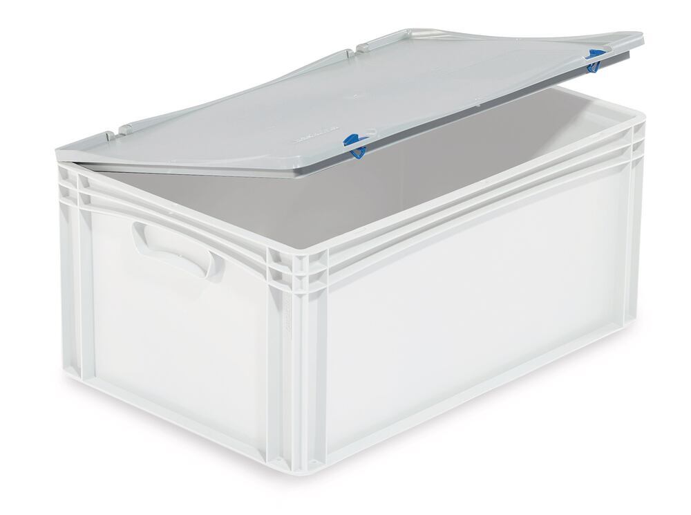 Hinged lid with snap locks, for 600 x 400 mm Euro containers, 1 unit(s) - Luminix Health