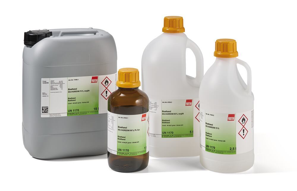 Bioethanol SOLVAGREEN®, 96 %, denatured, 1 l, plastic - Luminix Health