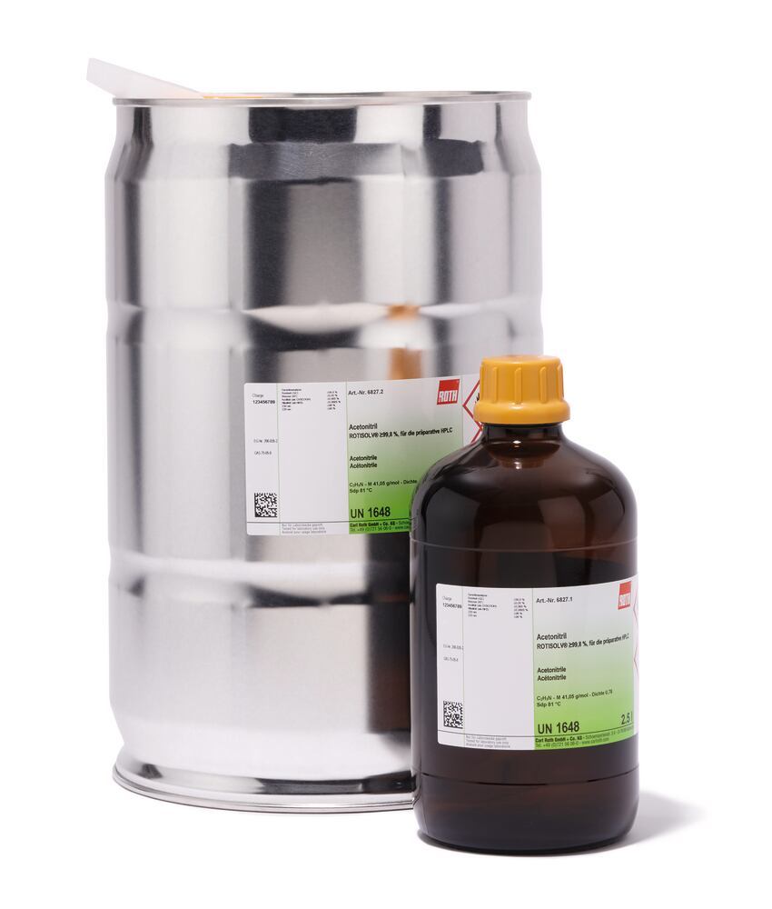 Acetonitrile ROTISOLV®, min. 99,8 %, for preparative HPLC, 2.5 l, glass - Luminix Health