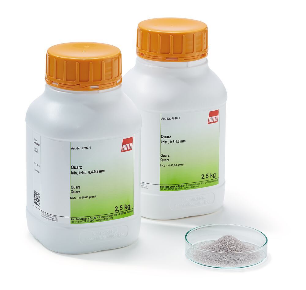 Quarz, fine, cryst., 0,4-0,8 mm, 2.5 kg, plastic - Luminix Health