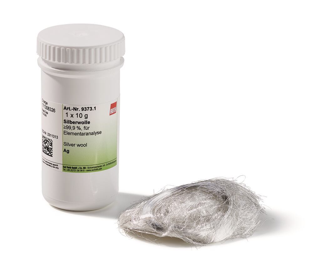 Silver wool, min. 99.9 %, for elementary analysis, 10 g, plastic - Luminix Health