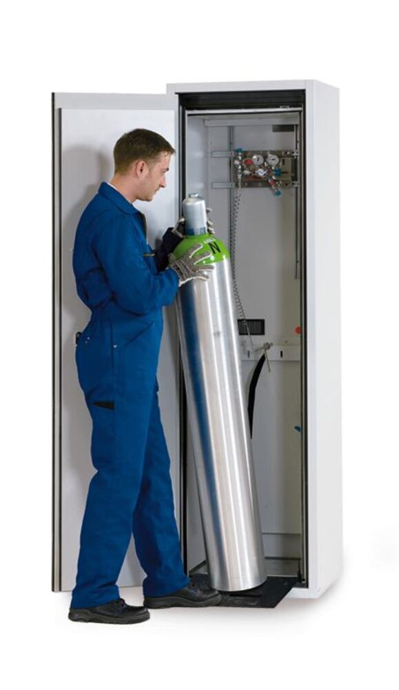 Gas cylinder cabinets G90 1 x 50 l, H 2050 mm, left stop, light grey, 1 unit(s) - Luminix Health
