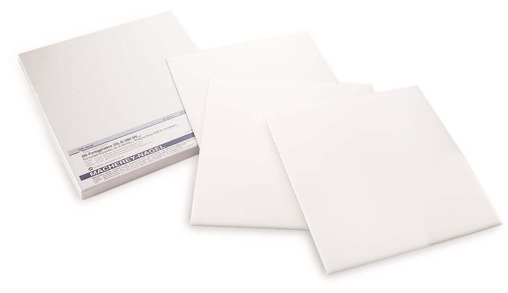 TLC ready-to-use layers SIL G-100 UV254, 20x20cm, glass pl., 1.0mm - Luminix Health